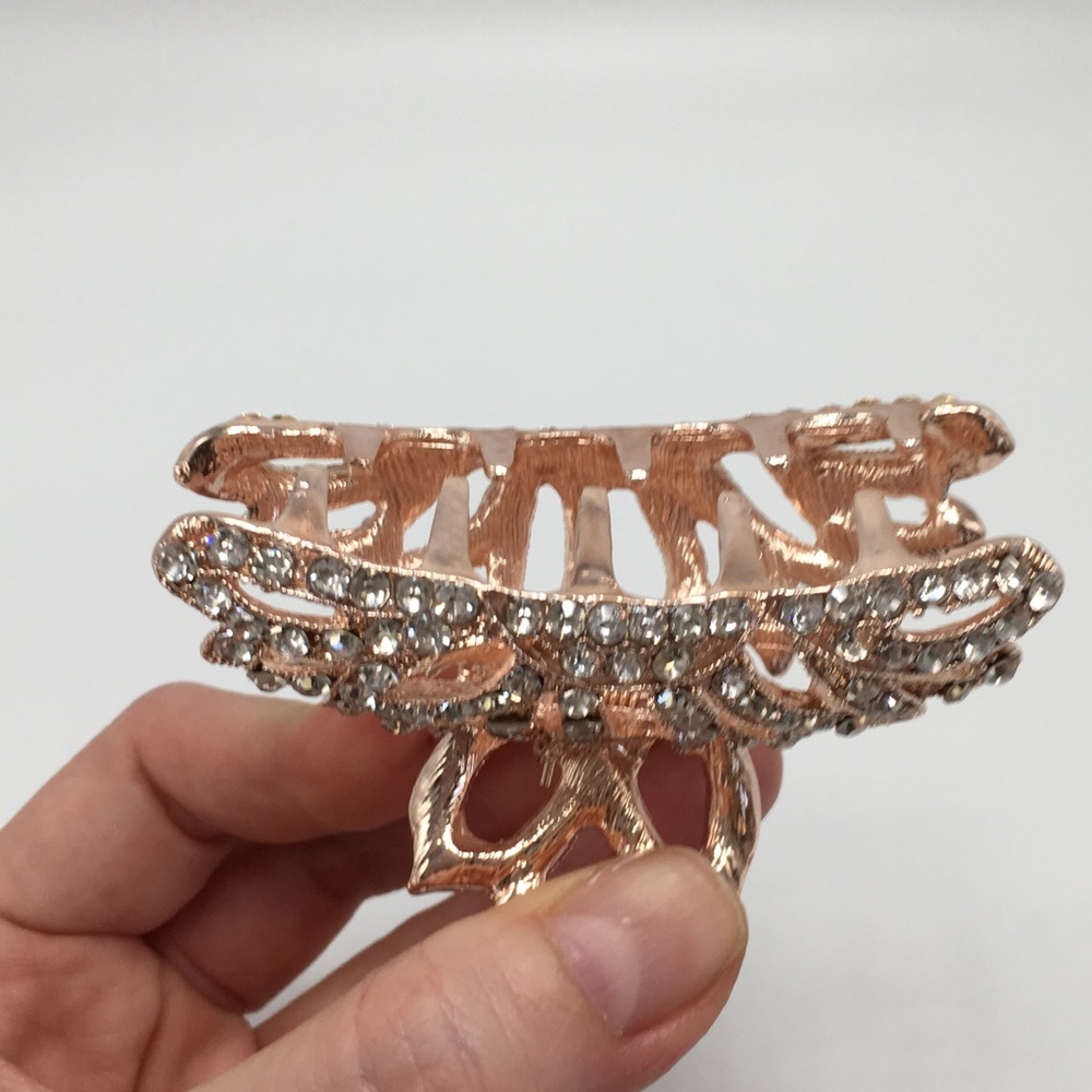 Rose Gold crystal hair clip bling bridal wedding - Picture 7 of 7